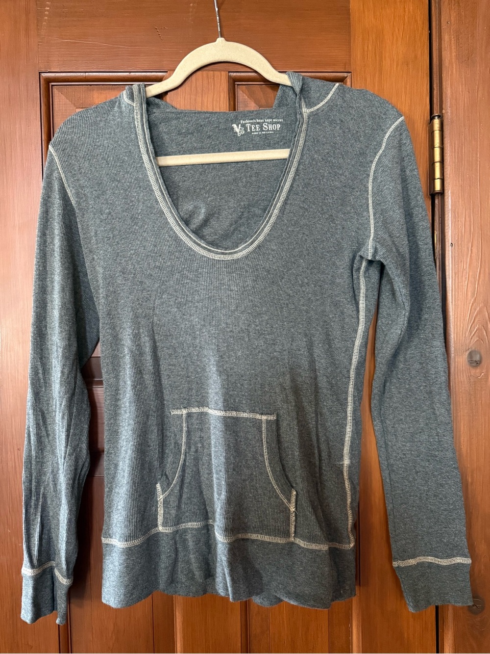 Victoria's Secret Gray Hooded Pullover with Contrast Seams